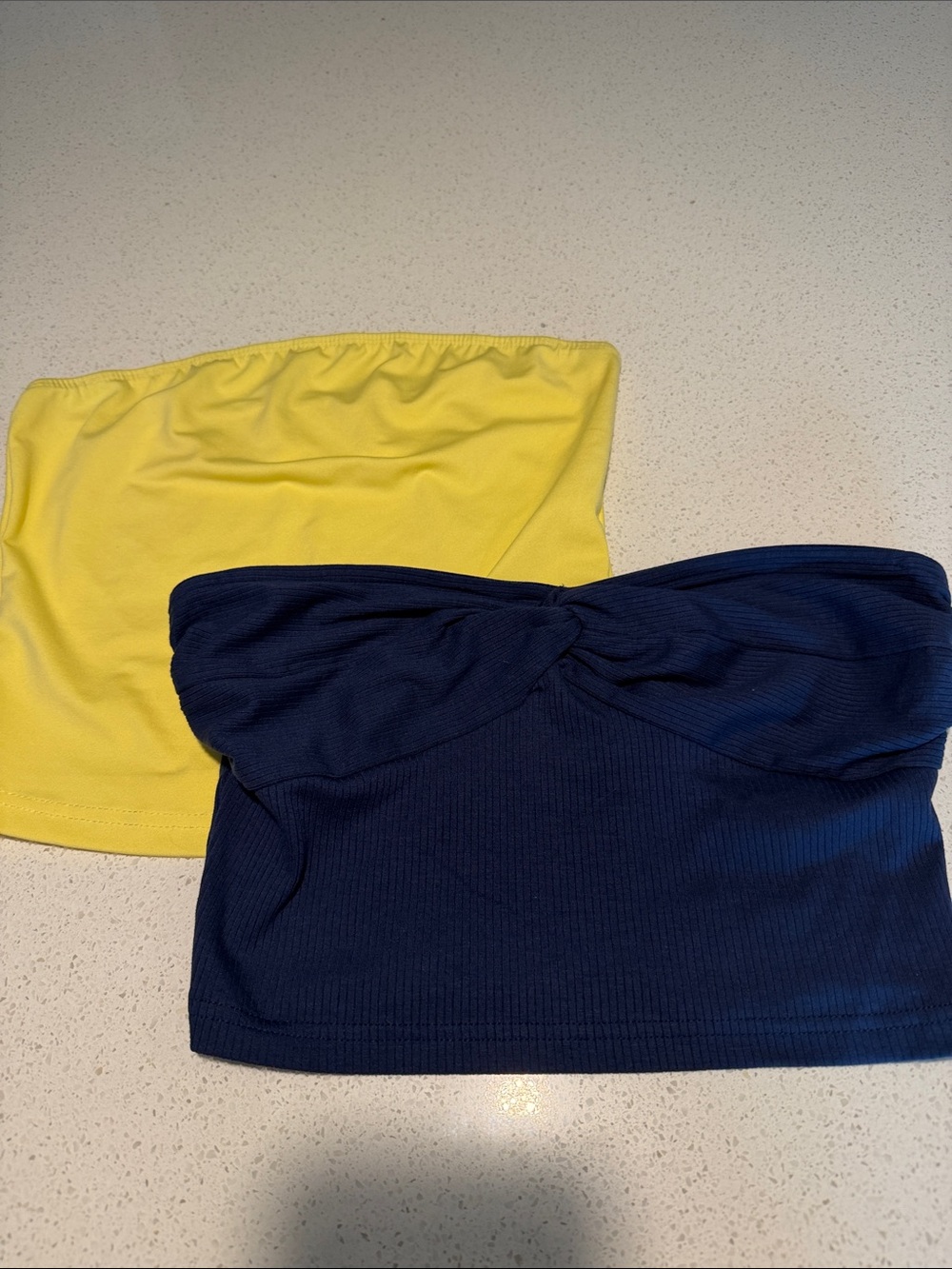 Women's Twist Front Tube Crop Top - Yellow & Navy